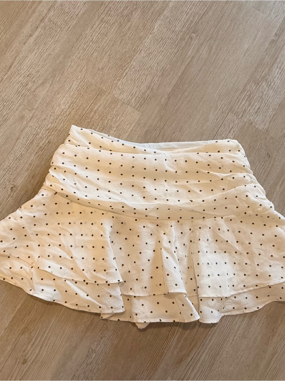 ZARA Cream Brown Polka Dot Skort Size XS
